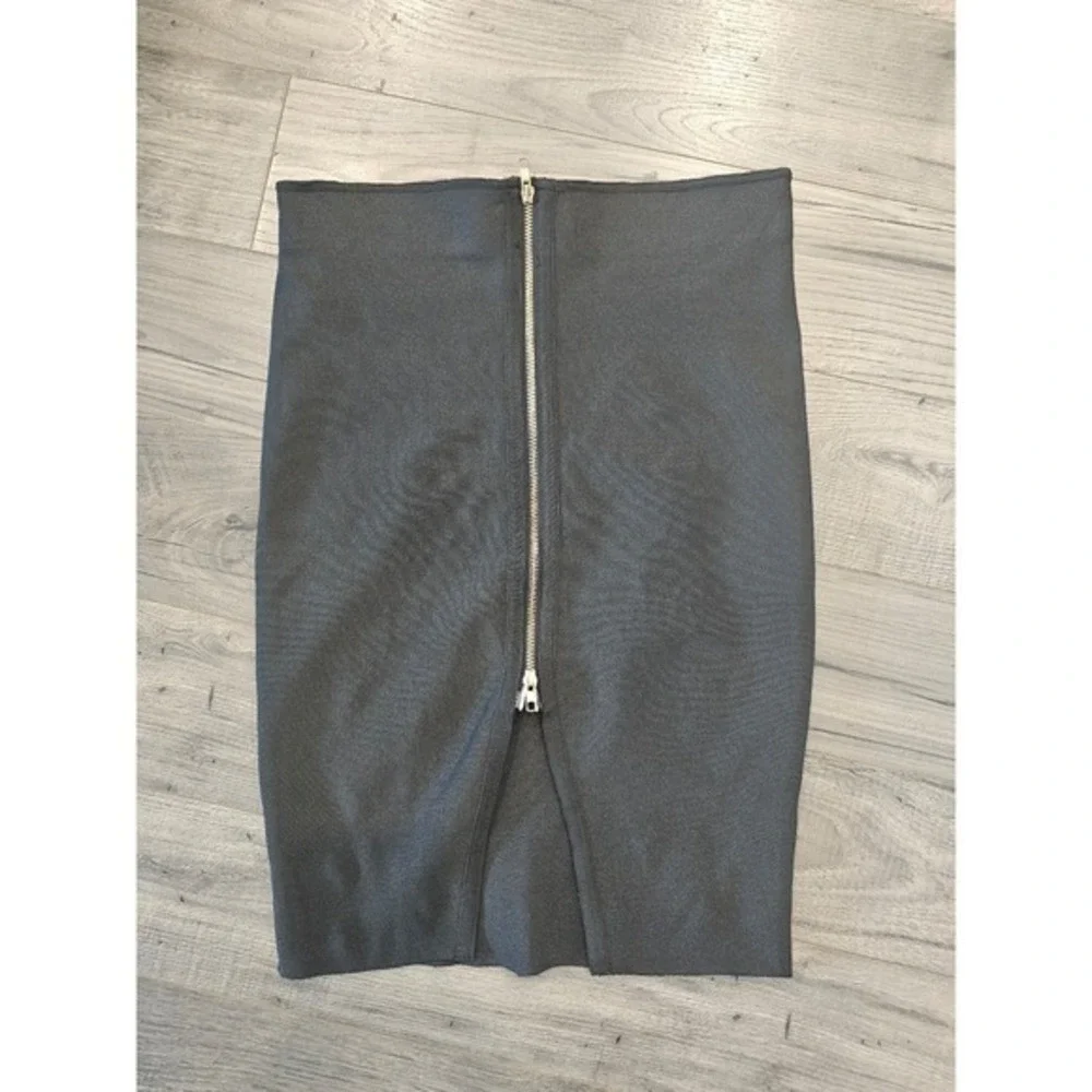 L Black Knee-Length Pencil Skirt‎ Front Slit Career Closet Staple Mobwife Spring